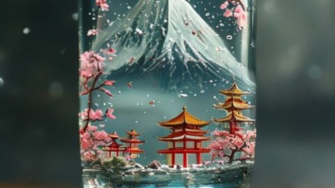 Japan Contained: A World of Cherry Blossoms Within Glass