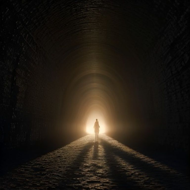 A Lone Soul Walks Toward the Light at Tunnel’s End